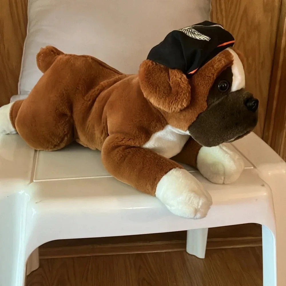Harley Davidson St. Bernard Plush Dog w/Logo Bandana. 2003 Brown & White VGUC